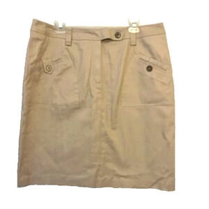 Sandro Tan Brown Mini Skirt 16 Women’s Khaki Cotton Academia Classic Office